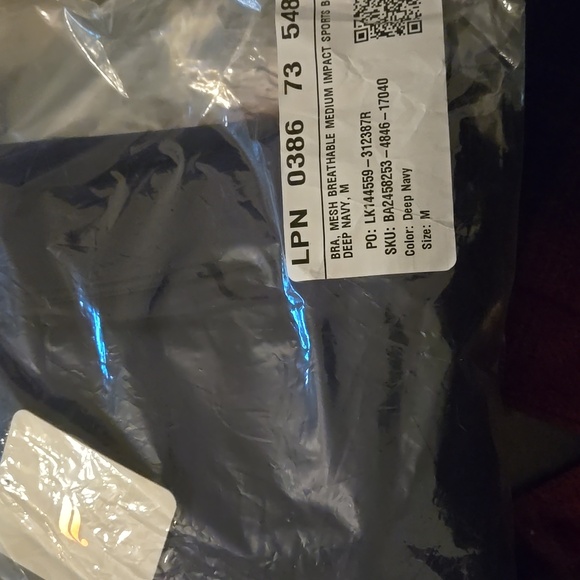 Mesh Breathable Medium Impact Sports Bra - M - Deep Navy - Picture 3 of 4